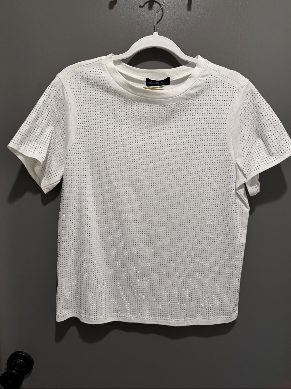 White Embellished Short Sleeve Top